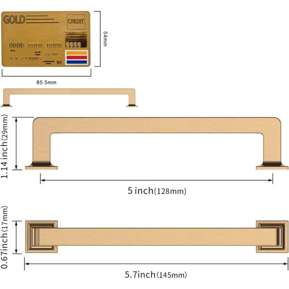 Champagne Bronze Cabinet Pulls 5 Inch(128MM) 10 Pack - Picture 3 of 5